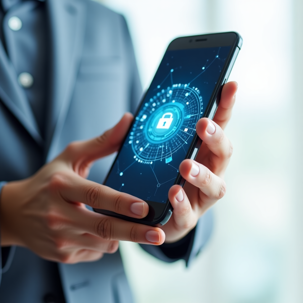 Persona utilizando tecnología móvil avanzada
