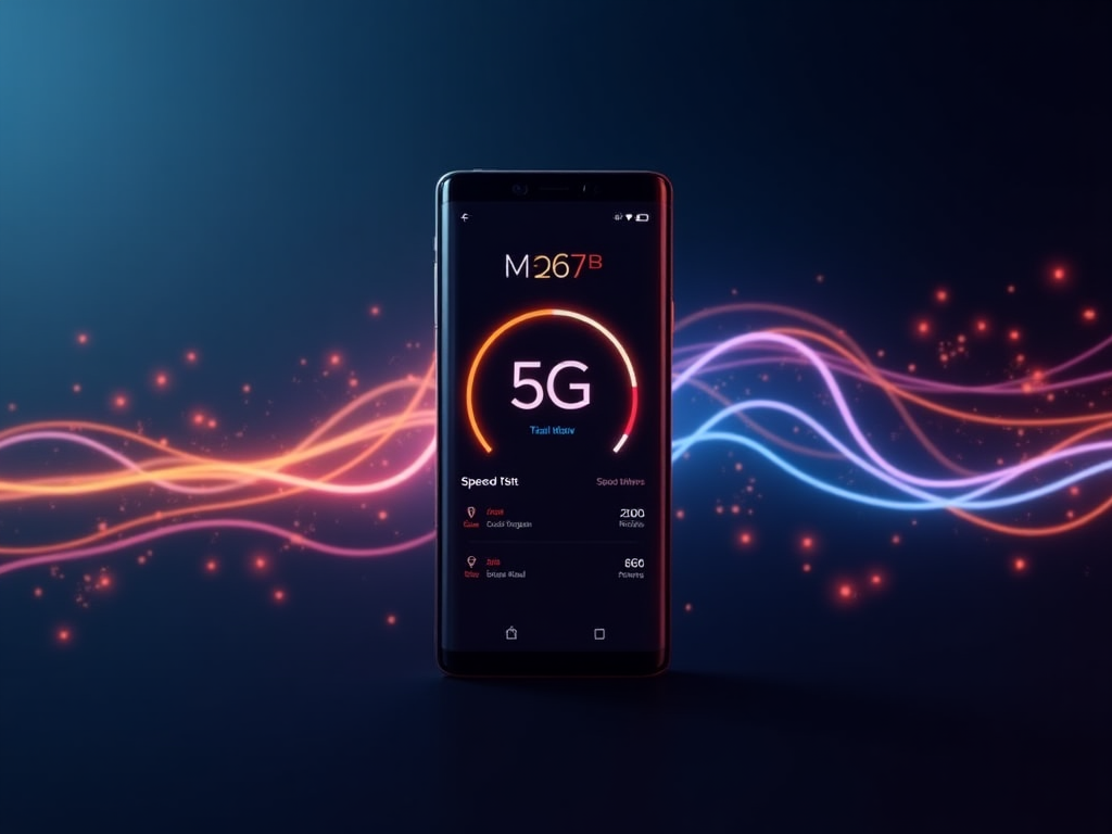 Prueba de velocidad en un smartphone mostrando buena conexión 5G